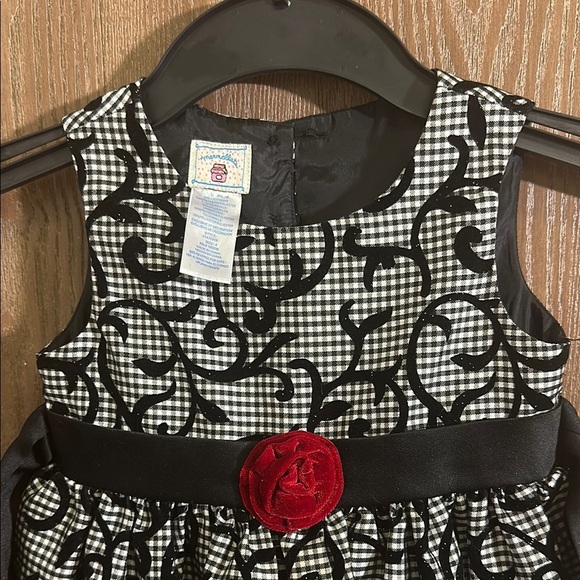 Marmellata Girls Dress Party Holiday Gingham Black Velvet‎ Rose Size 6 - Picture 4 of 8